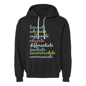 Special Education Teacher Laminate Advocate Caffeinate Garment-Dyed Fleece Hoodie