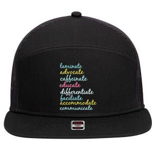 Special Education Teacher Laminate Advocate Caffeinate 7 Panel Mesh Trucker Snapback Hat