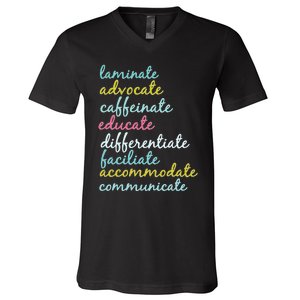 Special Education Teacher Laminate Advocate Caffeinate V-Neck T-Shirt