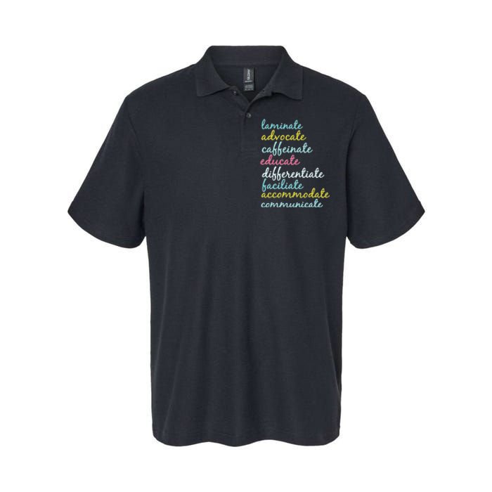 Special Education Teacher Laminate Advocate Caffeinate Softstyle Adult Sport Polo