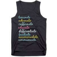 Special Education Teacher Laminate Advocate Caffeinate Tank Top