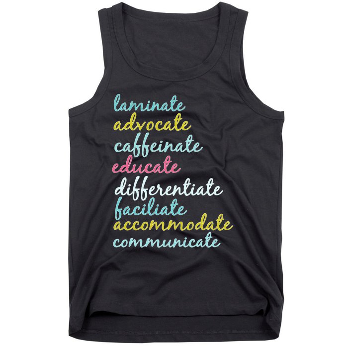 Special Education Teacher Laminate Advocate Caffeinate Tank Top