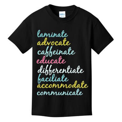 Special Education Teacher Laminate Advocate Caffeinate Kids T-Shirt