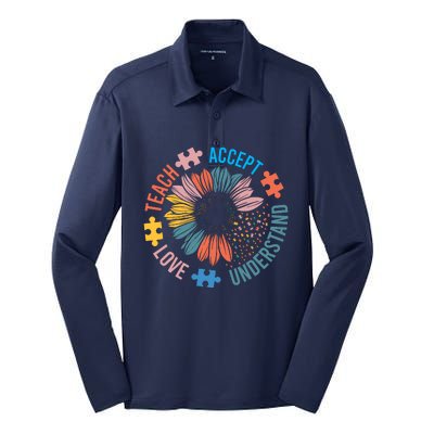 Special Education Teacher Inspirational Sped Teachers Autism Silk Touch Performance Long Sleeve Polo