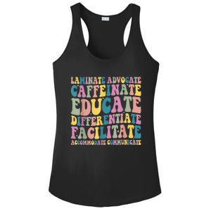 Special Education Teacher Laminate Accommodate Collaborate Ladies PosiCharge Competitor Racerback Tank