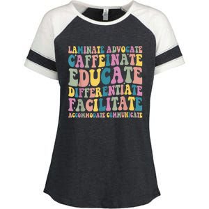 Special Education Teacher Laminate Accommodate Collaborate Enza Ladies Jersey Colorblock Tee