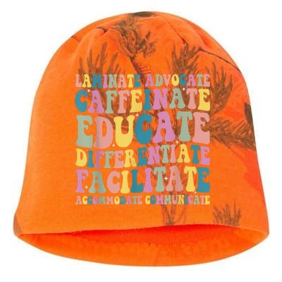 Special Education Teacher Laminate Accommodate Collaborate Kati - Camo Knit Beanie