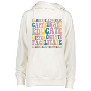 Special Education Teacher Laminate Accommodate Collaborate Womens Funnel Neck Pullover Hood