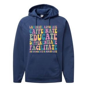 Special Education Teacher Laminate Accommodate Collaborate Performance Fleece Hoodie