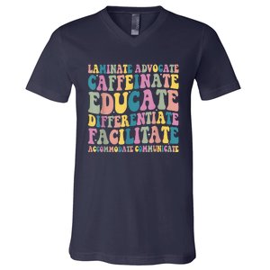 Special Education Teacher Laminate Accommodate Collaborate V-Neck T-Shirt