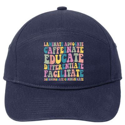 Special Education Teacher Laminate Accommodate Collaborate 7-Panel Snapback Hat