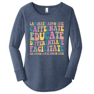 Special Education Teacher Laminate Accommodate Collaborate Women's Perfect Tri Tunic Long Sleeve Shirt