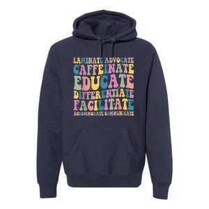 Special Education Teacher Laminate Accommodate Collaborate Premium Hoodie