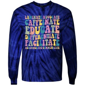 Special Education Teacher Laminate Accommodate Collaborate Tie-Dye Long Sleeve Shirt