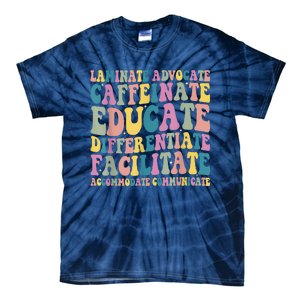 Special Education Teacher Laminate Accommodate Collaborate Tie-Dye T-Shirt