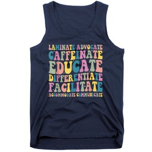 Special Education Teacher Laminate Accommodate Collaborate Tank Top