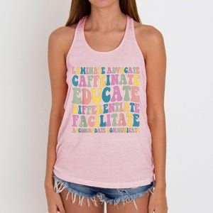 Special Education Teacher Laminate Accommodate Collaborate Women's Knotted Racerback Tank