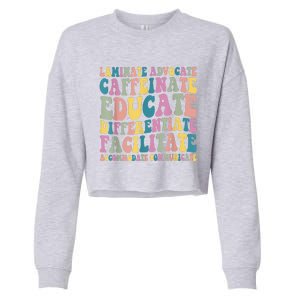 Special Education Teacher Laminate Accommodate Collaborate Cropped Pullover Crew