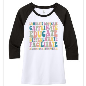 Special Education Teacher Laminate Accommodate Collaborate Women's Tri-Blend 3/4-Sleeve Raglan Shirt