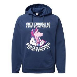 Skilled Enough To Restart Your Heart Nursing Hospital Nurse Gift Performance Fleece Hoodie