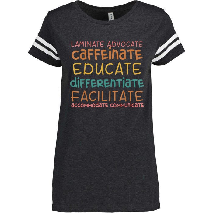 Special Education Teacher Laminate Accommodate Collaborate Enza Ladies Jersey Football T-Shirt