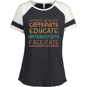 Special Education Teacher Laminate Accommodate Collaborate Enza Ladies Jersey Colorblock Tee