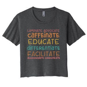 Special Education Teacher Laminate Accommodate Collaborate Women's Crop Top Tee