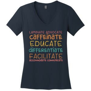 Special Education Teacher Laminate Accommodate Collaborate Women's V-Neck T-Shirt