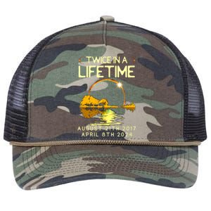 Solar Eclipse Twice In Lifetime April 08 2024 Retro Rope Trucker Hat Cap