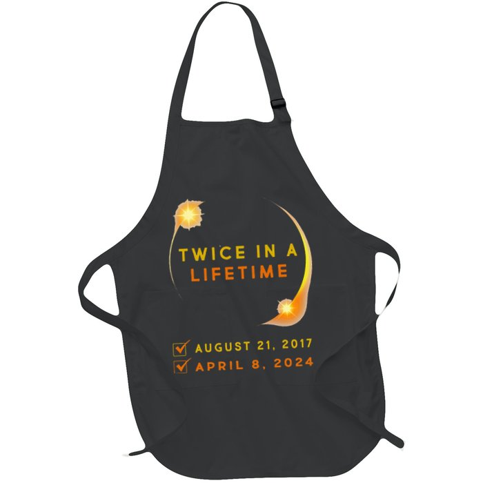 Solar Eclipse Twice In Lifetime 2024 Solar Eclipse Full-Length Apron With Pockets
