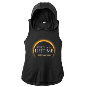 Solar Eclipse Twice In Lifetime 2024 Solar Eclipse Ladies PosiCharge Tri-Blend Wicking Draft Hoodie Tank