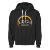 Solar Eclipse Twice In Lifetime 2024 Solar Eclipse Garment-Dyed Fleece Hoodie