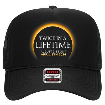 Solar Eclipse Twice In Lifetime 2024 Solar Eclipse High Crown Mesh Back Trucker Hat