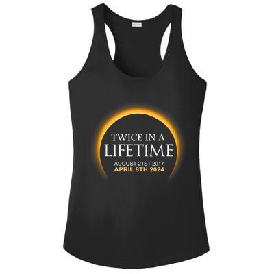 Solar Eclipse Twice In Lifetime 2024 Solar Eclipse Ladies PosiCharge Competitor Racerback Tank