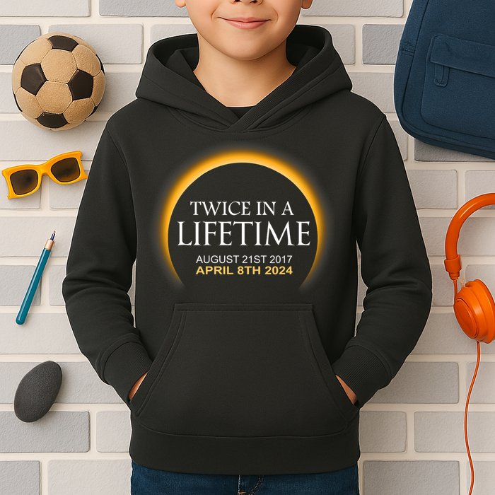 Solar Eclipse Twice In Lifetime 2024 Solar Eclipse Kids Hoodie