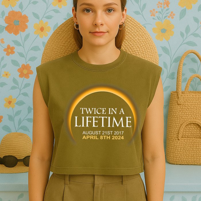 Solar Eclipse Twice In Lifetime 2024 Solar Eclipse Garment-Dyed Women's Muscle Tee