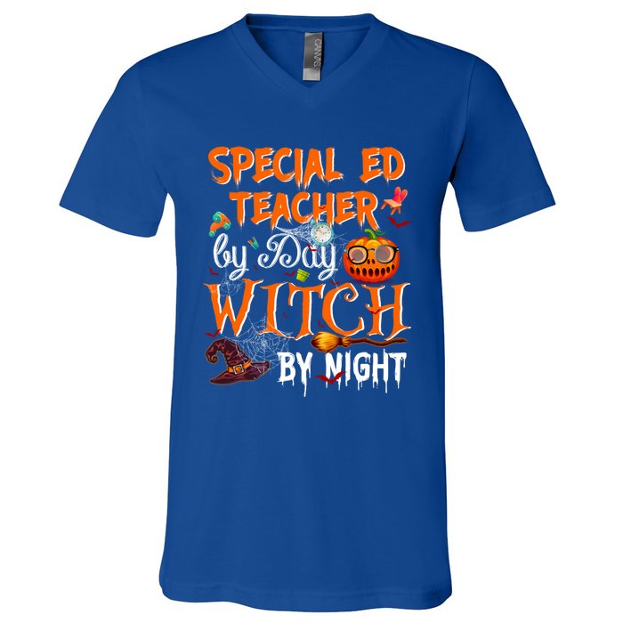 Special Ed Teacher By Day Witch By Night Great Gift V-Neck T-Shirt