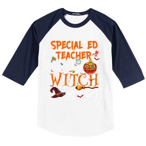 Special Ed Teacher By Day Witch By Night Great Gift Baseball Sleeve Shirt