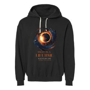 Solar Eclipse Twice In Lifetime 2024 Solar Eclipse Garment-Dyed Fleece Hoodie