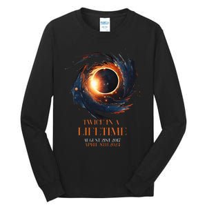 Solar Eclipse Twice In Lifetime 2024 Solar Eclipse Tall Long Sleeve T-Shirt