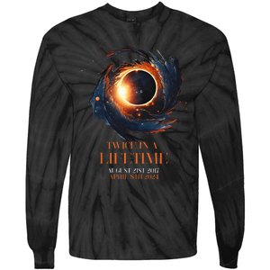 Solar Eclipse Twice In Lifetime 2024 Solar Eclipse Tie-Dye Long Sleeve Shirt