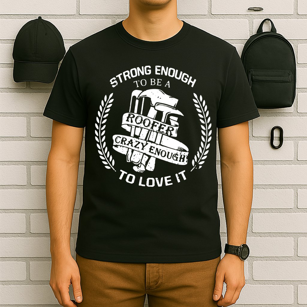 Strong Enough To Be A Roofer Crazy Enough To Love It Roofer T-Shirt