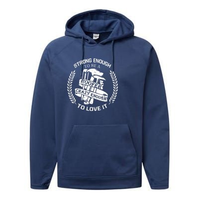 Strong Enough To Be A Roofer Crazy Enough To Love It Roofer Performance Fleece Hoodie