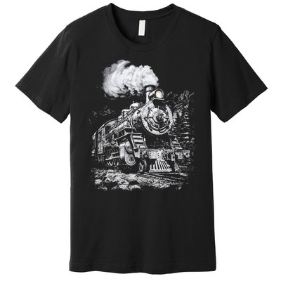 Steam Engine Train Steam Train Locomotive Vintage Train Premium T-Shirt