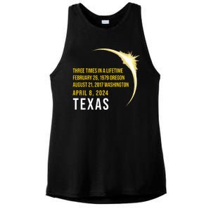 Solar Eclipse Three Times In A Lifetime 2024 Texas Ladies PosiCharge Tri-Blend Wicking Tank