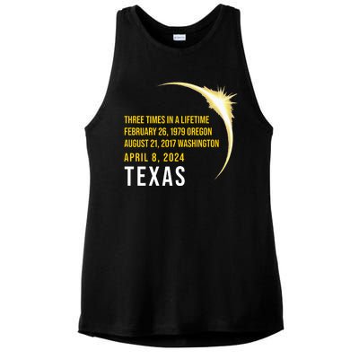 Solar Eclipse Three Times In A Lifetime 2024 Texas Ladies PosiCharge Tri-Blend Wicking Tank