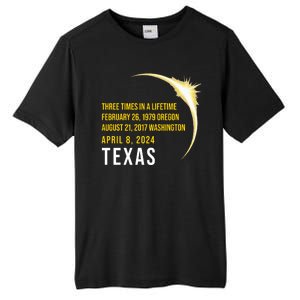 Solar Eclipse Three Times In A Lifetime 2024 Texas Tall Fusion ChromaSoft Performance T-Shirt