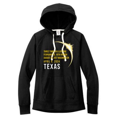 Solar Eclipse Three Times In A Lifetime 2024 Texas Women's Fleece Hoodie