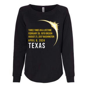 Solar Eclipse Three Times In A Lifetime 2024 Texas Womens California Wash Sweatshirt