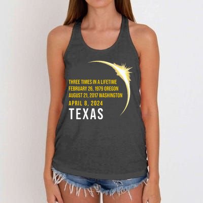 Solar Eclipse Three Times In A Lifetime 2024 Texas Women's Knotted Racerback Tank